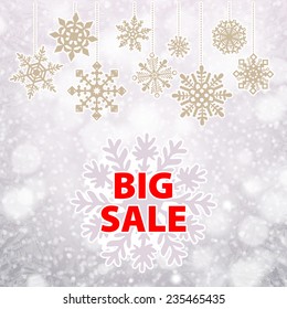 Winter background banner and snow. merry Christmas and happy New year.  illustration big sale
