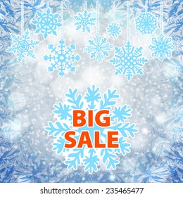 Winter background banner and snow. merry Christmas and happy New year.  illustration big sale