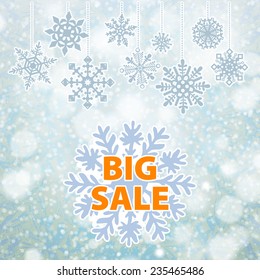 Winter background banner and snow. merry Christmas and happy New year.  illustration big sale