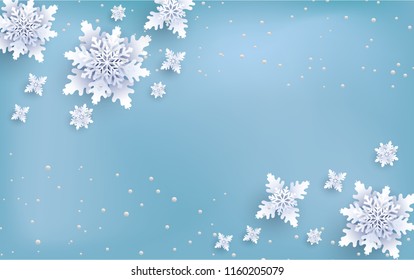 winter background with beautiful snowflakes
