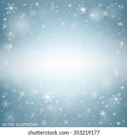 Winter background with beautiful snowflakes. Falling snow. Vector.