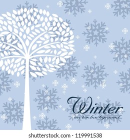 winter background with a beautiful tree and snow