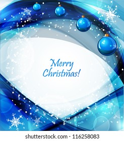 winter background with beautiful various snowflakes and christmas balls