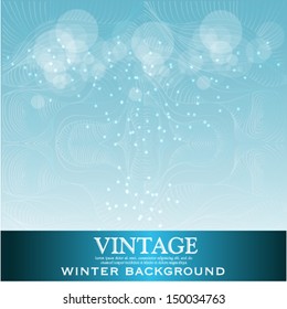 winter background with beautiful various snowflakes