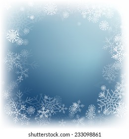 Winter background with beautiful various snowflakes. Vector illustration
