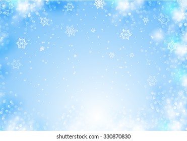 Winter background with beautiful various snowflakes