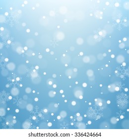 Winter background with beautiful various snowflakes