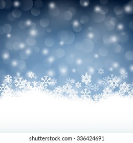 Winter background with beautiful various snowflakes
