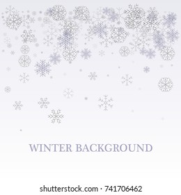  Winter background with beautiful various snowflakes