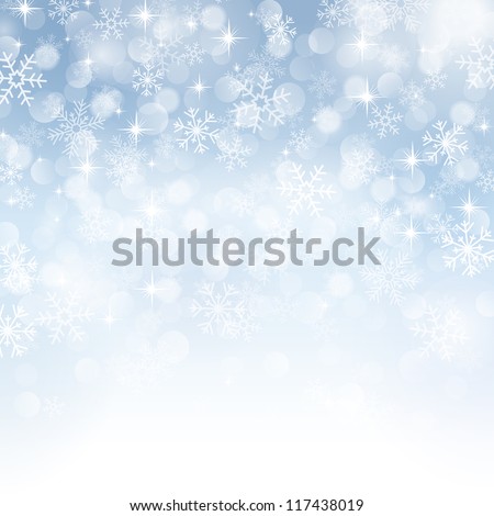 winter background with beautiful various snowflakes