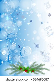 Winter background with berry and snowflakes. Can be use as banner or poster.Vector illustration.