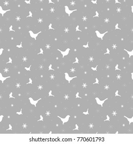 Winter background with birds and snowflakes.Vector illustration