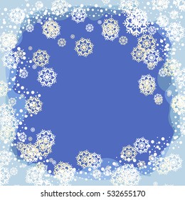 Winter background with a blizzard of snowflakes. Design element for Christmas and New Year.