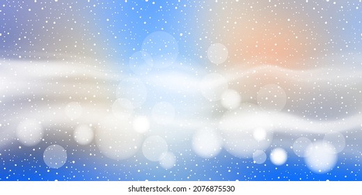 Winter background, blizzard. Vector illustration, bokeh effect