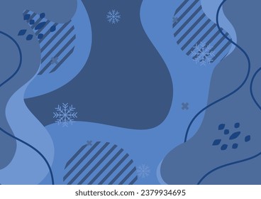 Abstrakte Wellen auf Winterhintergrund mit Memphis-Elementen, für Design-Banner, Werbung, Web