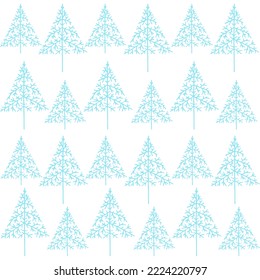 Fondo invernal con árbol de Navidad azul y nieve, patrón sin fisuras para el post de instagram, tarjetas de saludo, carteles, afiches, ilustración vectorial aislada