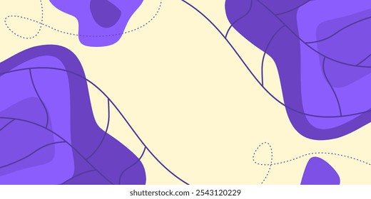winter background blue color abstract shapes, waves and leaves pattern with empty space for text. template design for banner, poster, social media