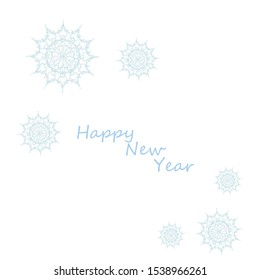 Winter background, blue snowflakes on white. Idea for holiday card, invitation.