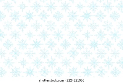 Winterhintergrund mit blauen Schneeflocken, nahtloses Muster für Grußkarten, Banner, Poster, Instagram-Post, einzelne Vektorgrafik