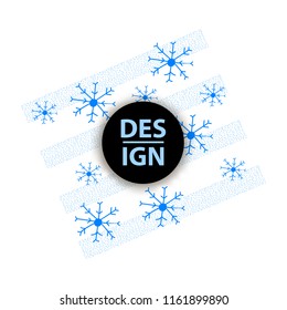 Winter background with blue snowflakes. Vector illustration