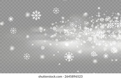 Winter background with bright snow and wind particles. Merry snowfall blend with glistering effect and white textured overlay. Holiday scene with fairy dust and magical shine.