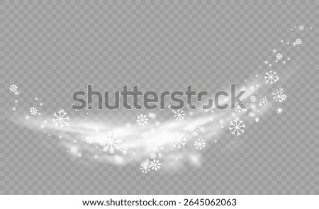 Winter background with bright snow and wind particles. Merry snowfall blend with glistering effect and white textured overlay. Holiday scene with fairy dust and magical shine.