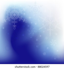 Winter background with calligraphic snowflakes