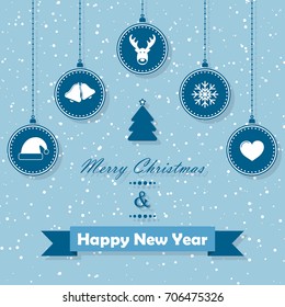 Winter background with christmas balls