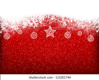 Winter background with Christmas baubles