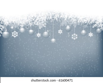 winter background with Christmas baubles