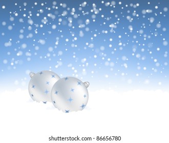 winter background with   Christmas baubles