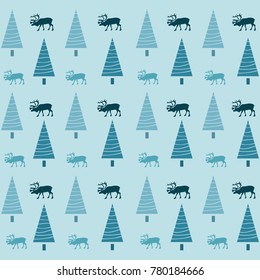winter background, Christmas card with deer,vector illustration