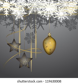 Winter background with christmas decoration - vector illustration