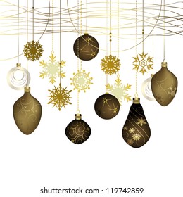 Winter background with christmas decoration - vector illustration