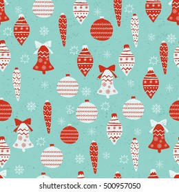 Winter background with Christmas decorations . Seamless vector illustration. Collection pattern on for New Year , Christmas greeting card.