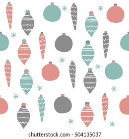 Winter background with Christmas decorations . Seamless vector illustration. Collection pattern on for New Year , Christmas greeting card.