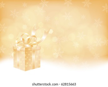 winter background with Christmas present