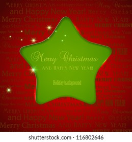 Winter background with Christmas star hole in paper and copy space. Vector Illustration with place for text.