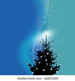 Winter background, christmas tree