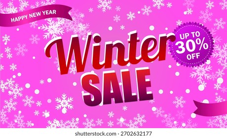 Winterhintergrund mit Weihnachtsbaumzweigen, Schneeflocken. Frohe Weihnachten Banner Vorlage. Neujahrsverkauf.  Werbung für Weihnachtsflyer. 