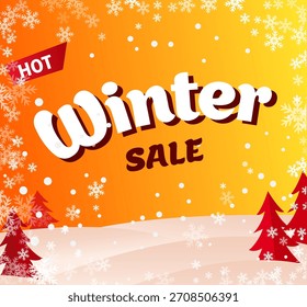 Fondo de invierno con ramas de árboles de Navidad, copos de nieve. Venta de año Nuevo. Descuento de temporada, mejor conjunto de volantes de Precio de invierno.  Publicidad de volante de Navidad. 