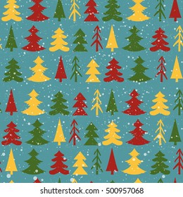 Winter background with Christmas tree. Seamless vector illustration. Collection pattern on for New Year , Christmas greeting card.