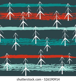 Winter background with Christmas tree. Seamless vector illustration. Collection pattern on for New Year , Christmas greeting card.