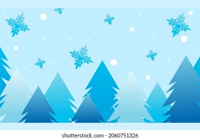 winter background with christmas tree and snowflake silhouette and copy space, suitable for placing in all kinds of content