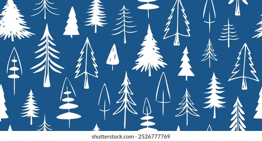 Winter background, Christmas trees, seamless pattern, vector design