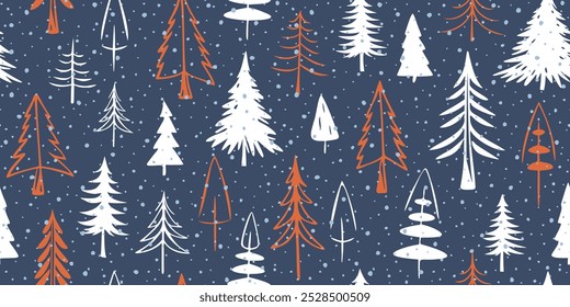 Winter background, Christmas trees, seamless pattern, vector design