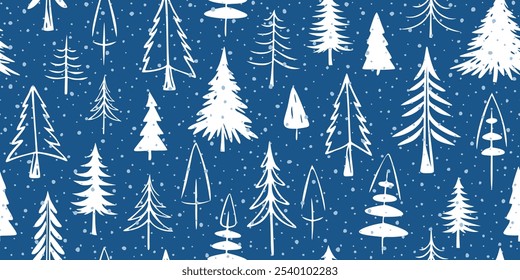 Winter background, Christmas trees, seamless pattern, vector design