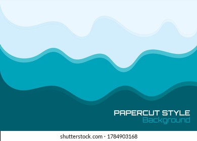 Fondo de invierno con el estilo Papercut de la ilustración en la nube.