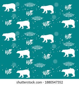 Winter background. Collection pattern of 
polar bears and snowflakes. Cute winter pattern