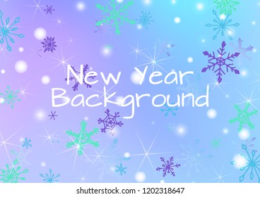 Winter Background with Cute Snowflakes and Shiny Lights. Festive Background for Christmas Decoration, Banner, Poster. Vertical A4 Vector Background.